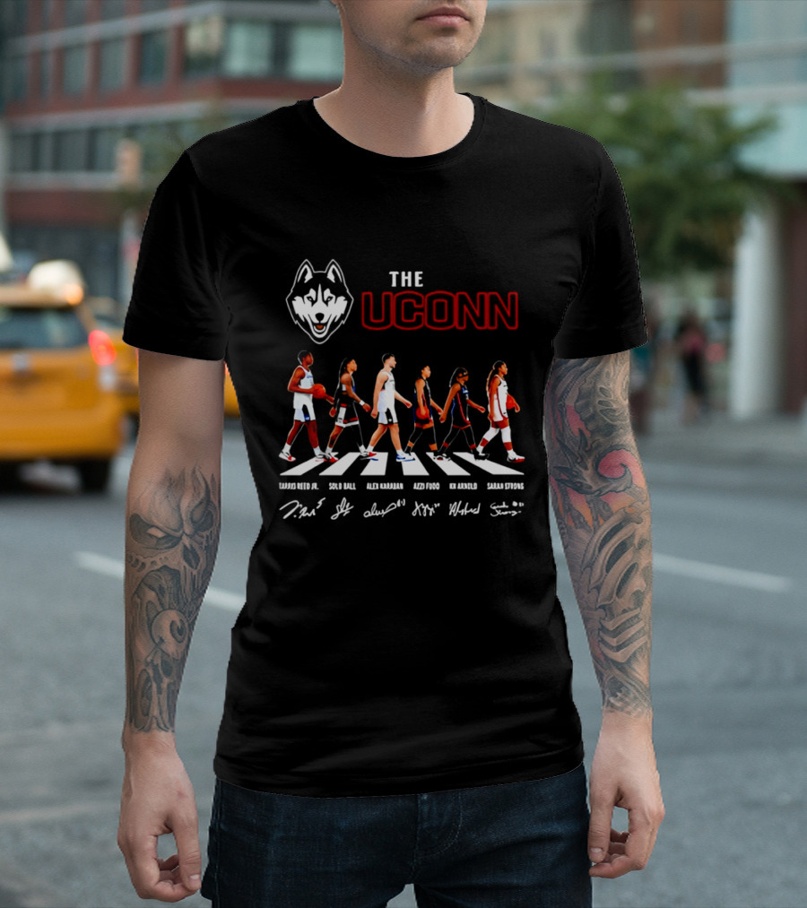 The UConn Huskies Men's And Women's Basketball Players Walking Abbey Road T-Shirt