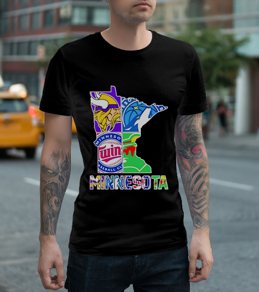 Minnesota Sports Teams Vikings Twins Wild Timberwolves Mashup T-Shirt