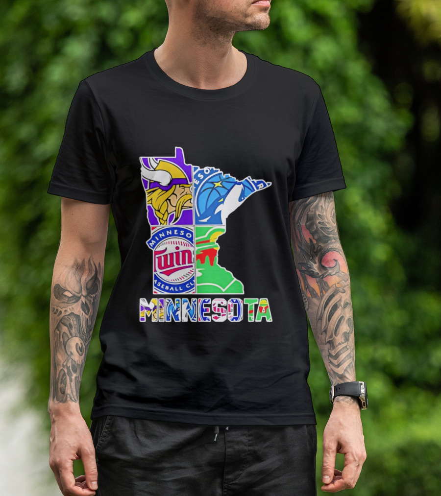 Minnesota Sports Teams Vikings Twins Wild Timberwolves Mashup T-Shirt