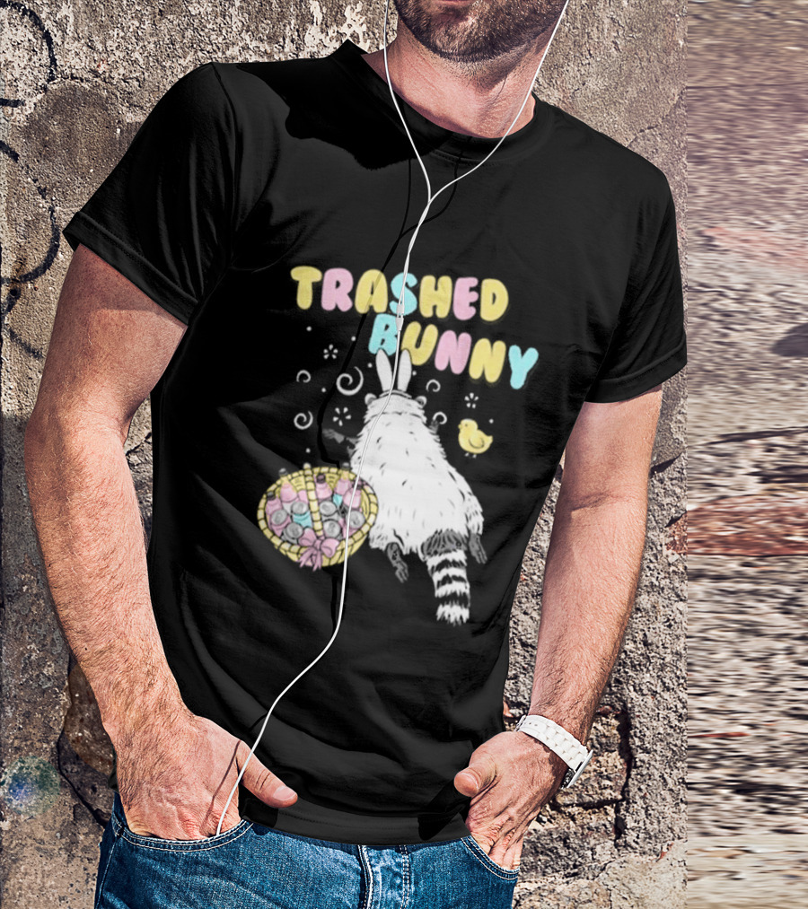 Trashed Bunny Raccoon Pastel Swirls Duck T-Shirt