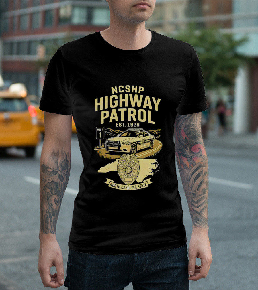 NCSHP Highway Patrol Est. 1929 Scenic Route Car T-Shirt
