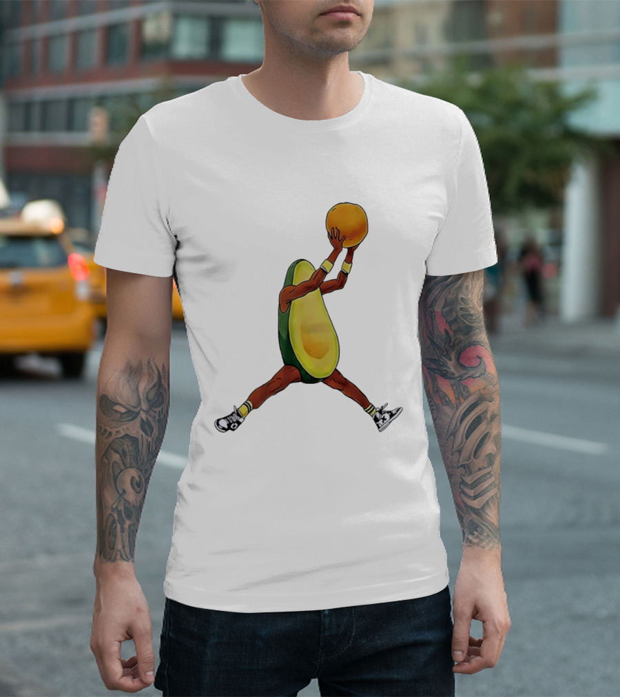 Avocado Basketball Athlete Dunking Fruit T-Shirt