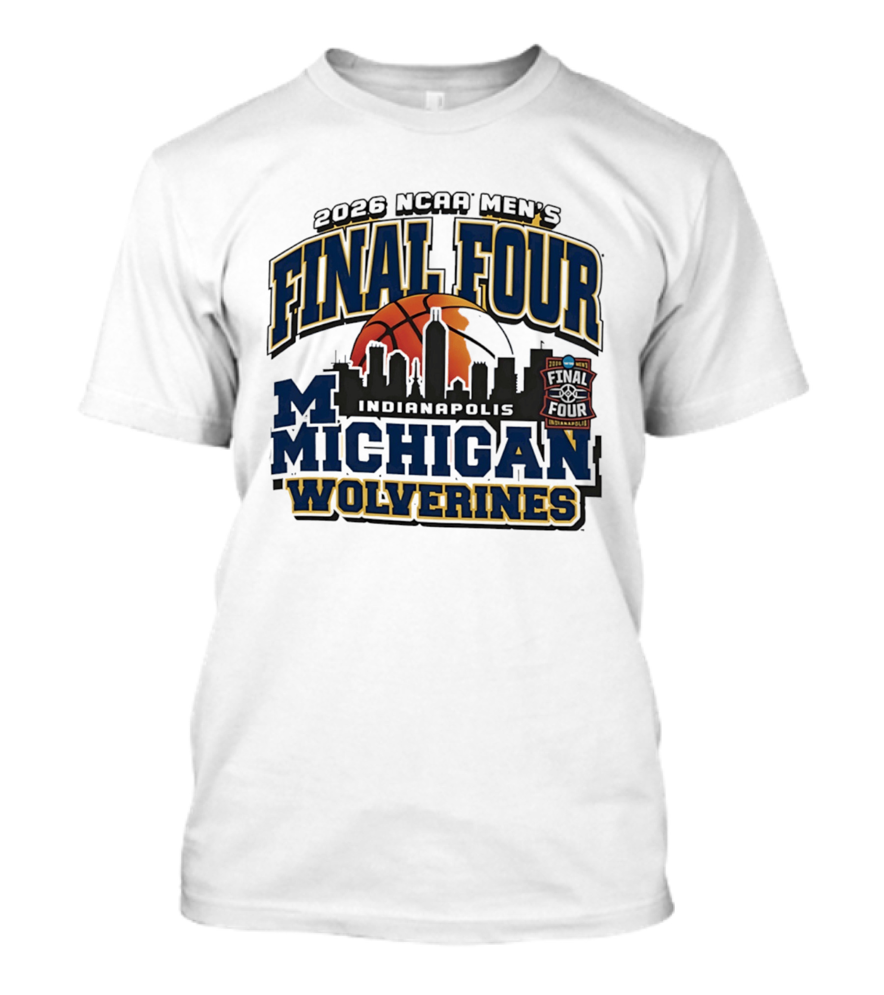 2026 NCAA Men's Final Four Michigan Wolverines Indianapolis Skyline Basketball T-Shirt