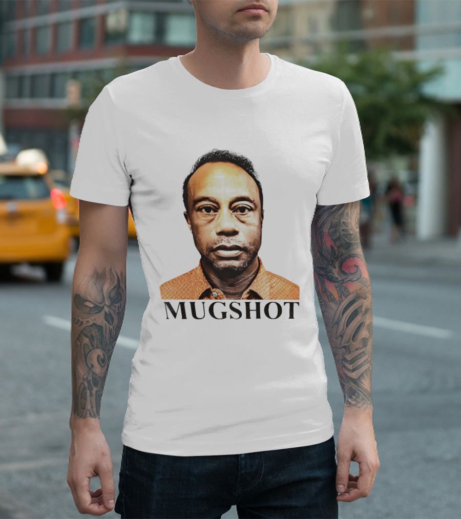 Tiger Shot Face Parody With Golf T-Shirt