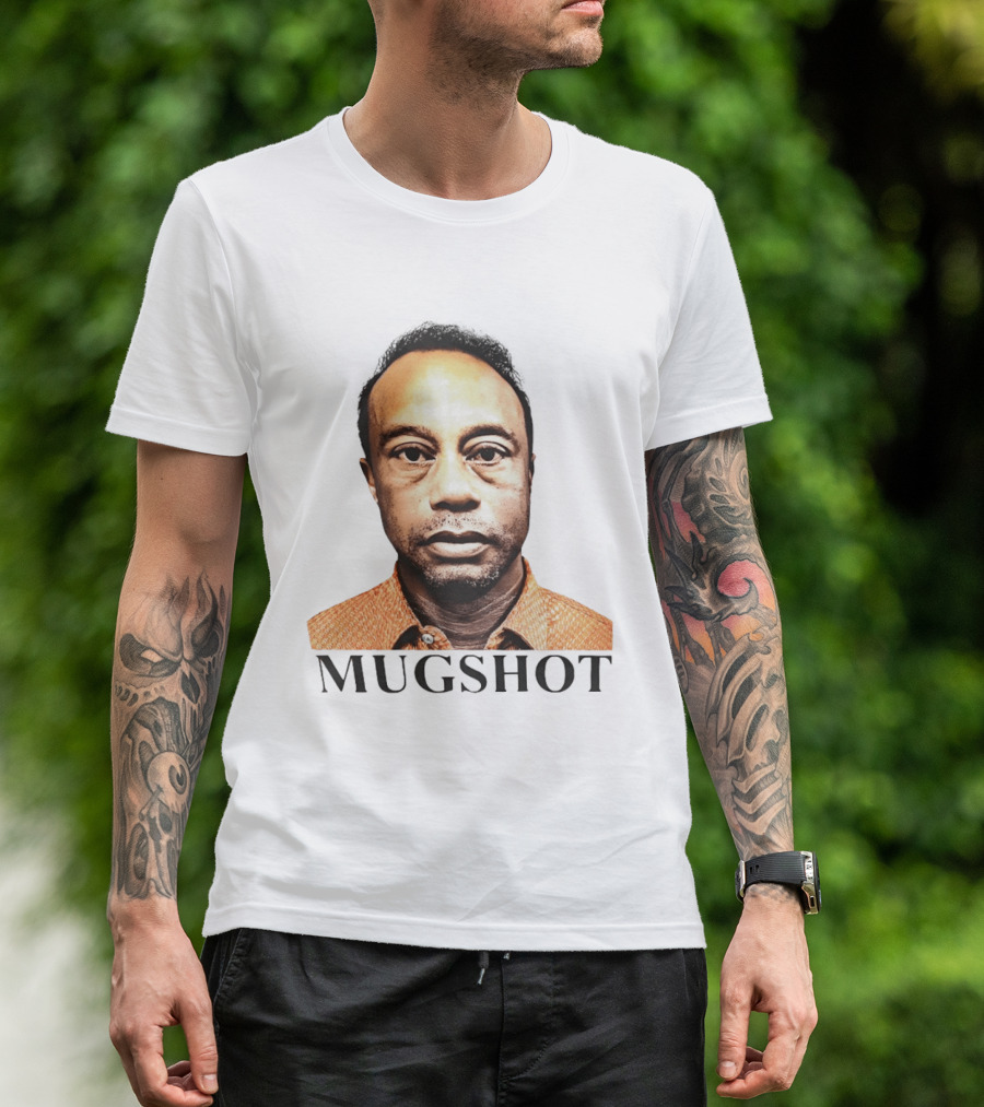Tiger Shot Face Parody With Golf T-Shirt