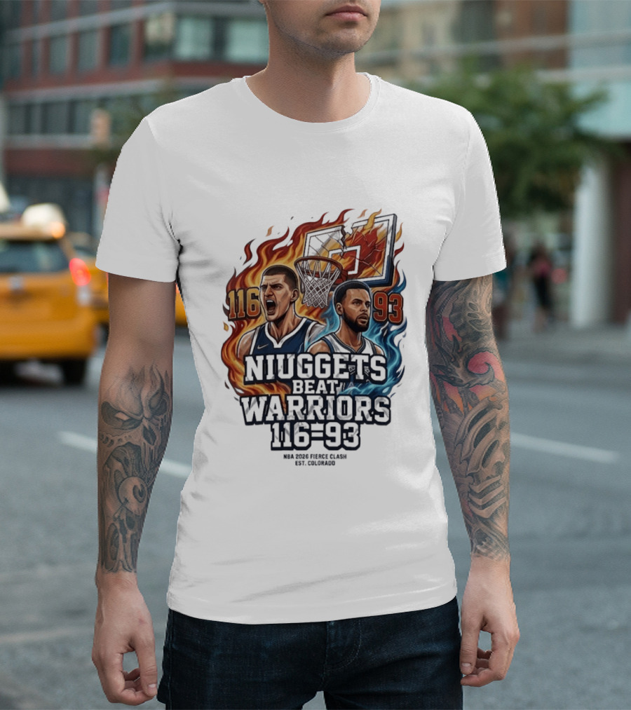 Nuggets Beat Warriors 116 93 NBA 2026 Basketball Matchup T-Shirt