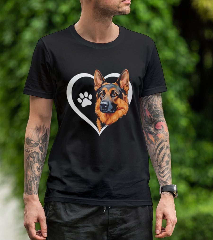 German Shepherd Heart Paw T-Shirt