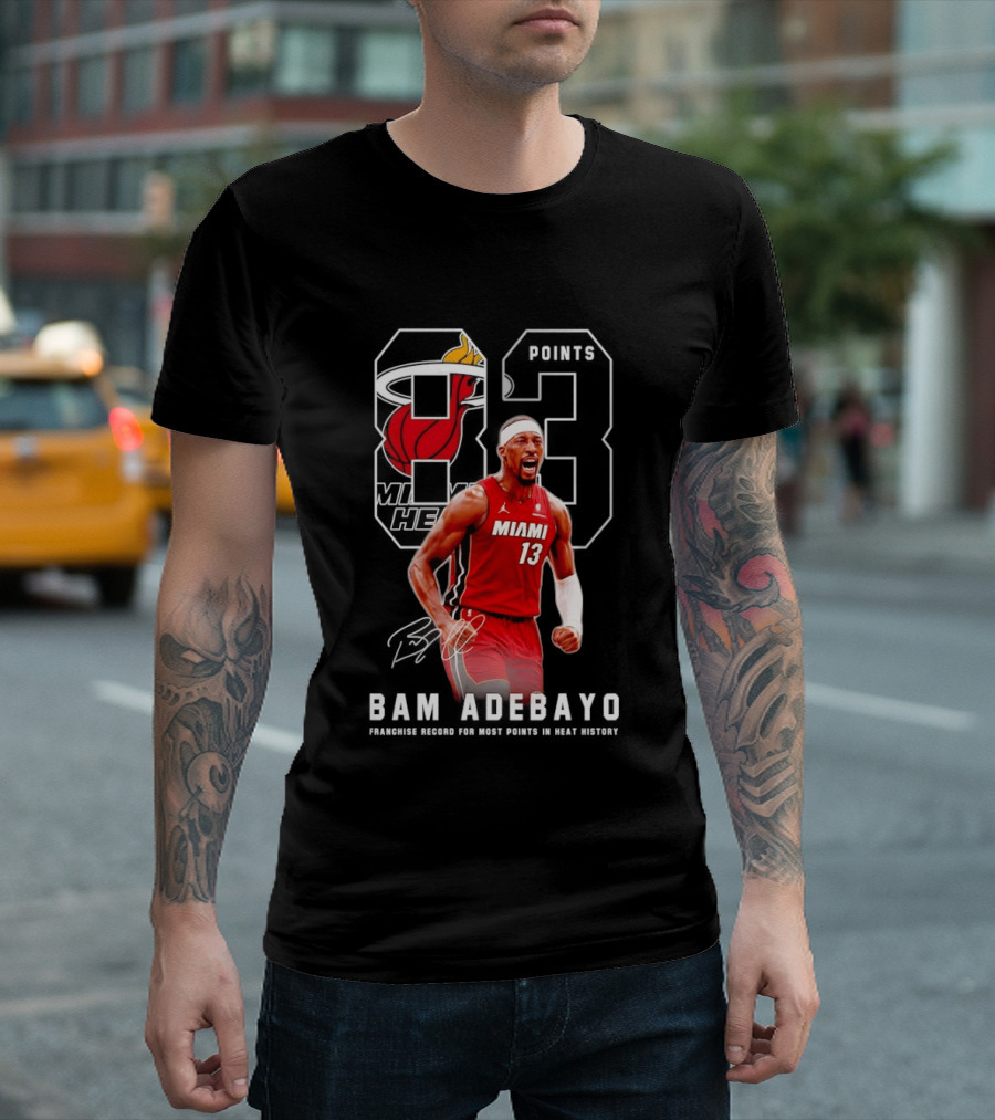 Bam Adebayo Miami Heat 13 Franchise Record Most Points In History T-Shirt