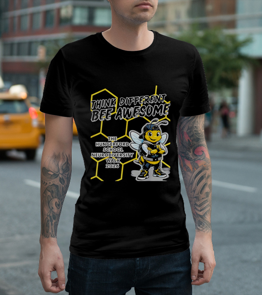 Think Different Bee Awesome The Hungerford School Neurodiversity Walk 2026 T-Shirt