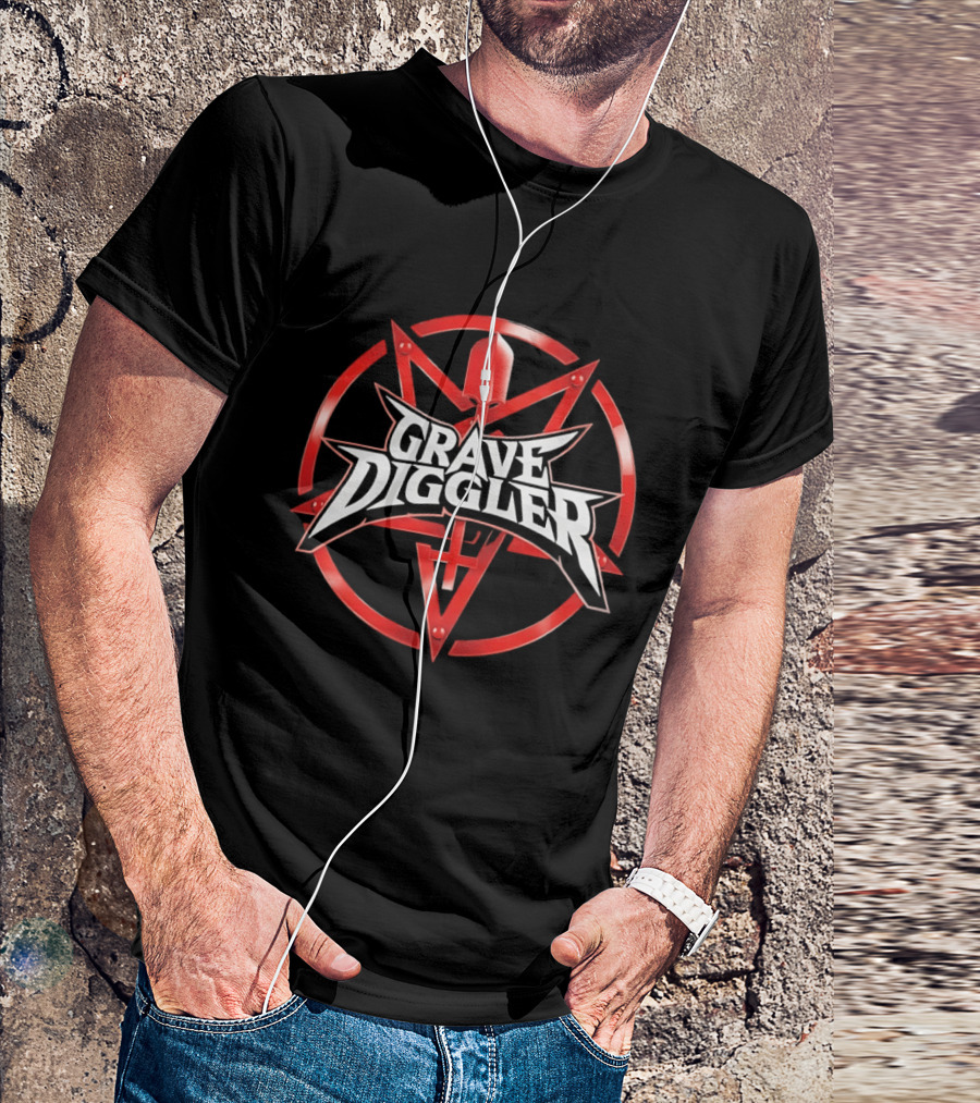 Grave Diggler Red Symbol With Cross And Sword T-Shirt