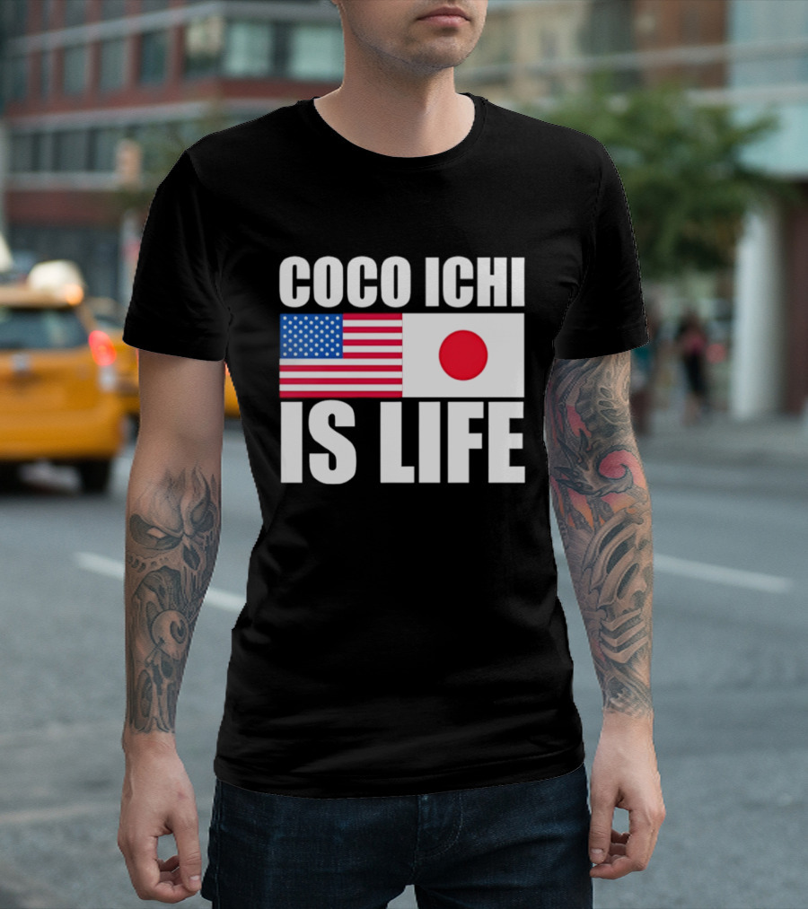 Coco Ichi Is Life USA And Japan Flag T-Shirt