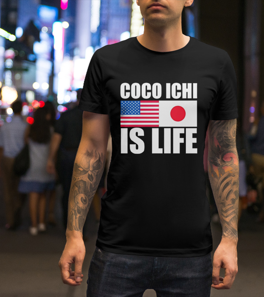 Coco Ichi Is Life USA And Japan Flag T-Shirt
