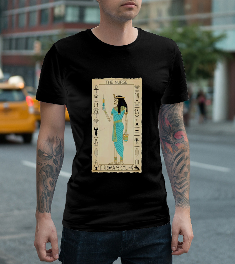 The Nurse Egyptian Skeleton Tarot Card Medical Goth T-Shirt