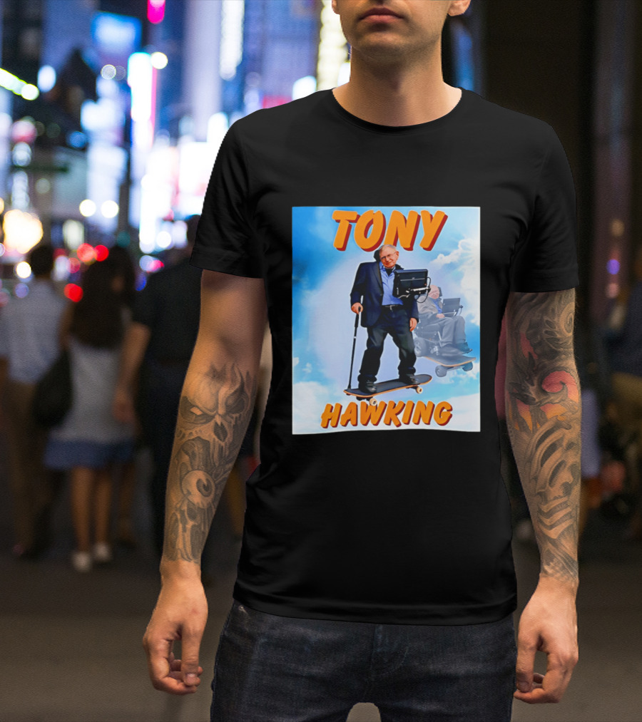 Tony Hawking Skateboard Fusion Surreal Humor T-Shirt