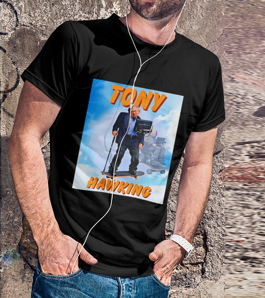 Tony Hawking Skateboard Fusion Surreal Humor T-Shirt