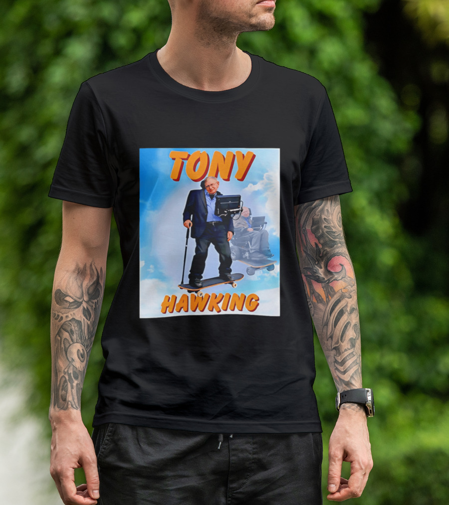 Tony Hawking Skateboard Fusion Surreal Humor T-Shirt