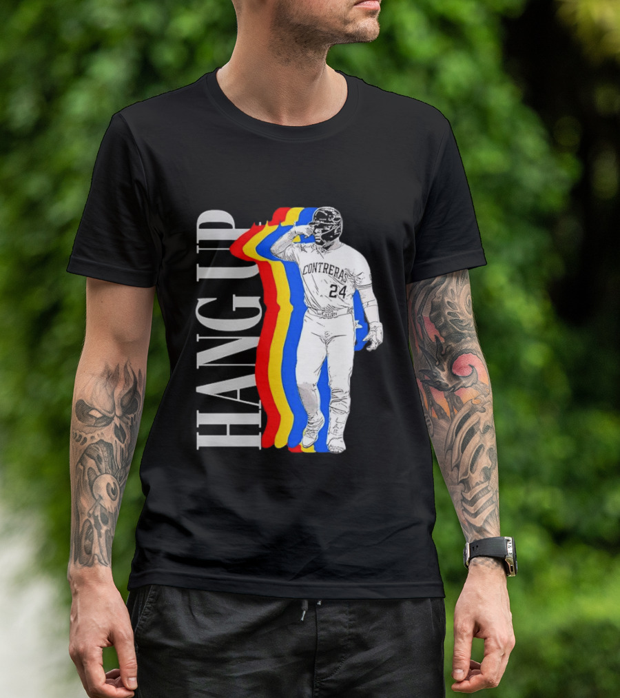 Willson Contreras 24 Hang Up Baseball Art With Colorful Stripes T-Shirt