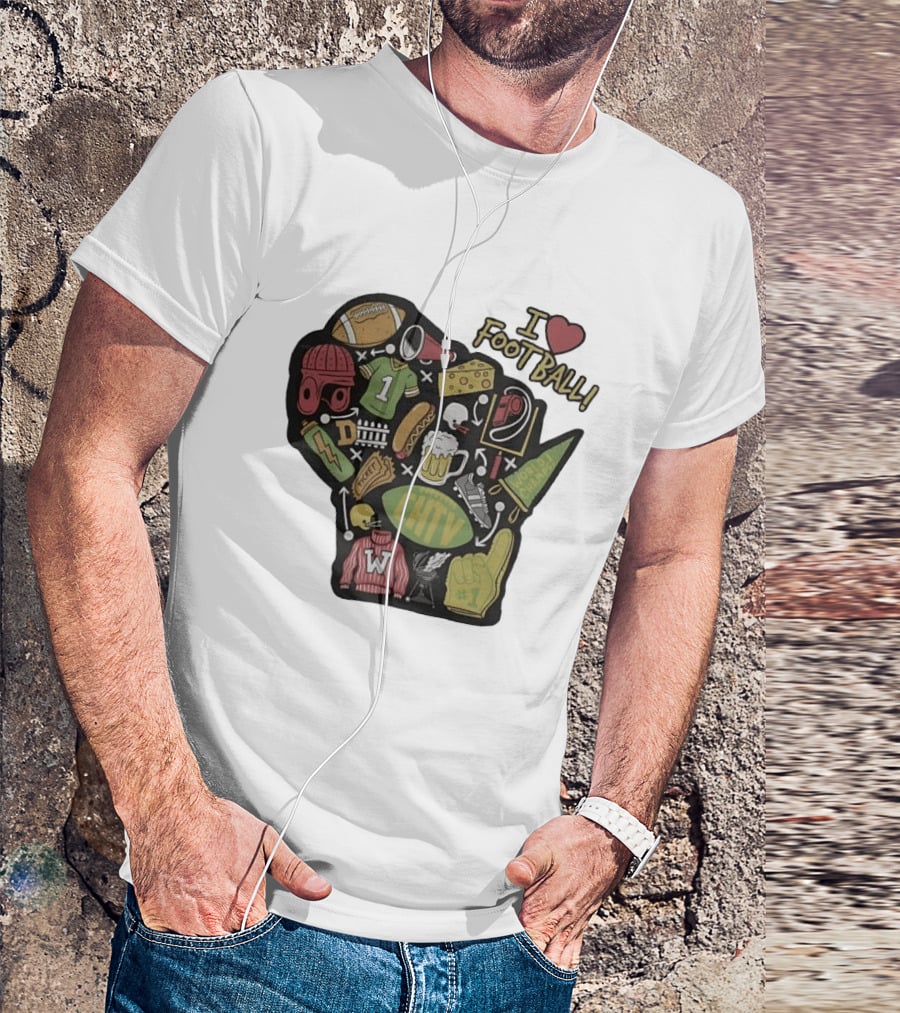 I Love Football Wisconsin Football T-Shirt