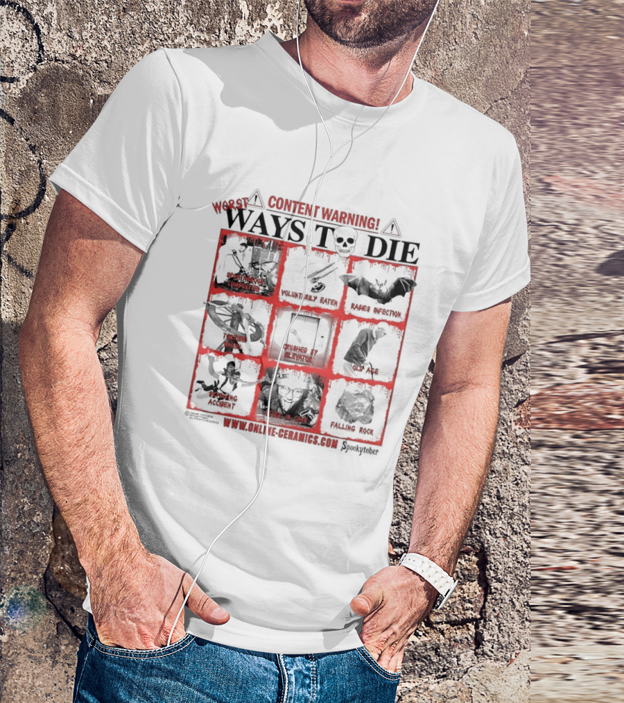 Content Warning Worst Ways To Die Shark Attack Volcano Disaster Truck Simulator Zombies Stuck In Cave Plane Crashed Nuclear Explosion T-Shirt