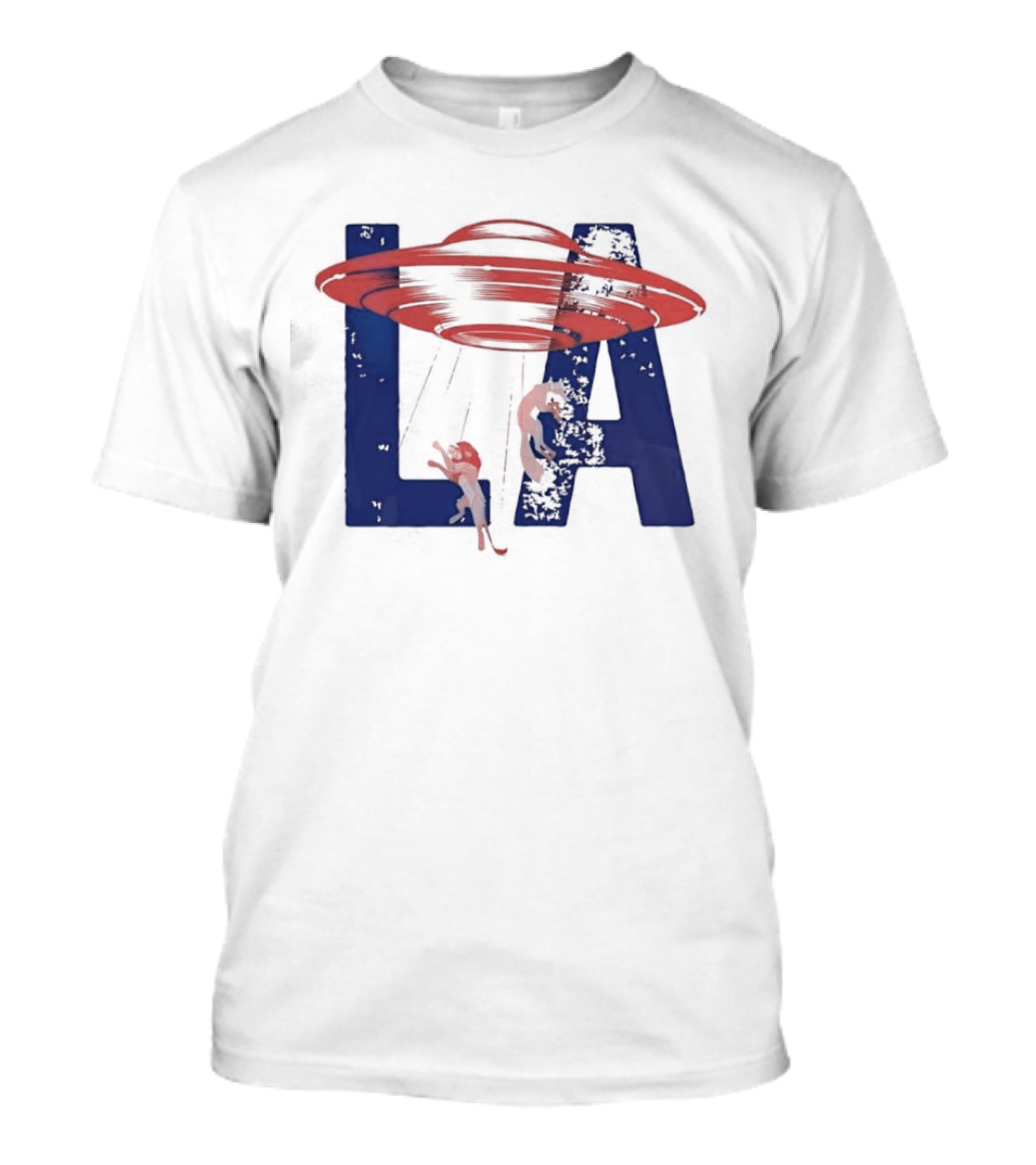 Los Angeles Spaceship Over LA Bold Letters T-Shirt