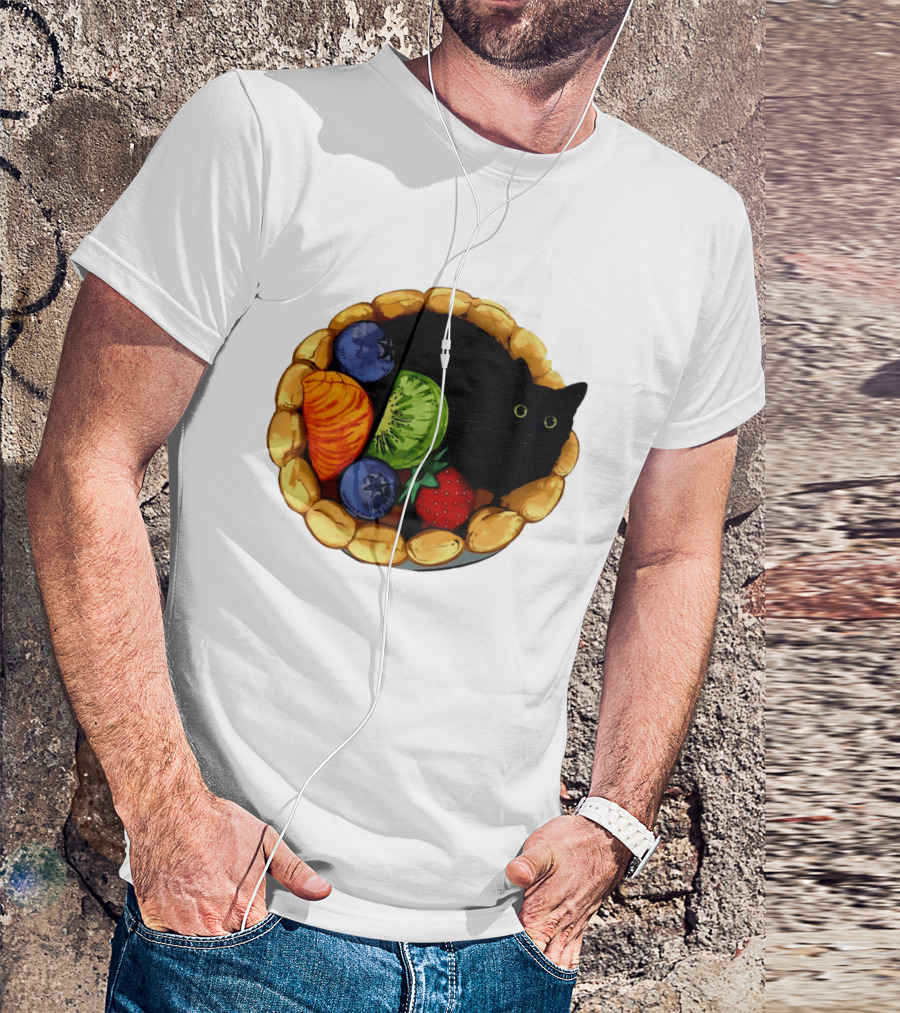 Black Cat Surrounded By Mixed Fruit Tart T-Shirt