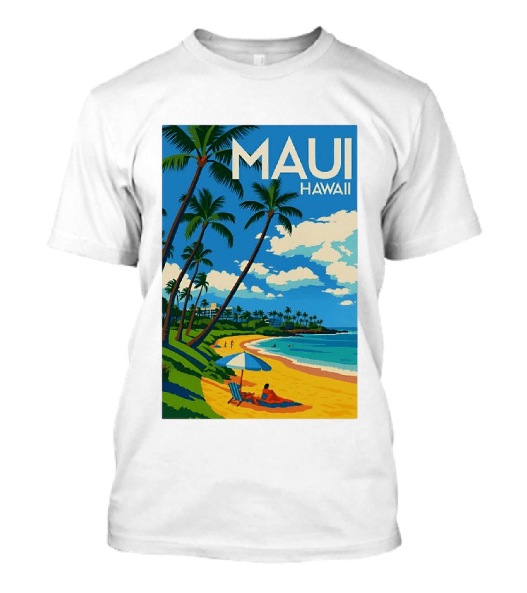 Maui Hawaii Palm Trees Beach Scene T-Shirt