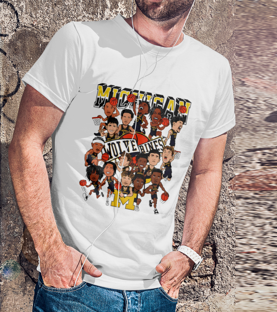 Michigan Wolverines Basketball Caricature 2026 Team Players T-Shirt