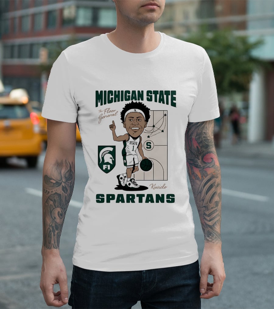 Michigan State Spartans Jeremy Fears Jr The Floor General Caricature T-Shirt