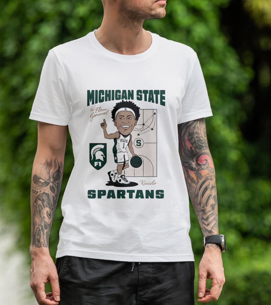 Michigan State Spartans Jeremy Fears Jr The Floor General Caricature T-Shirt