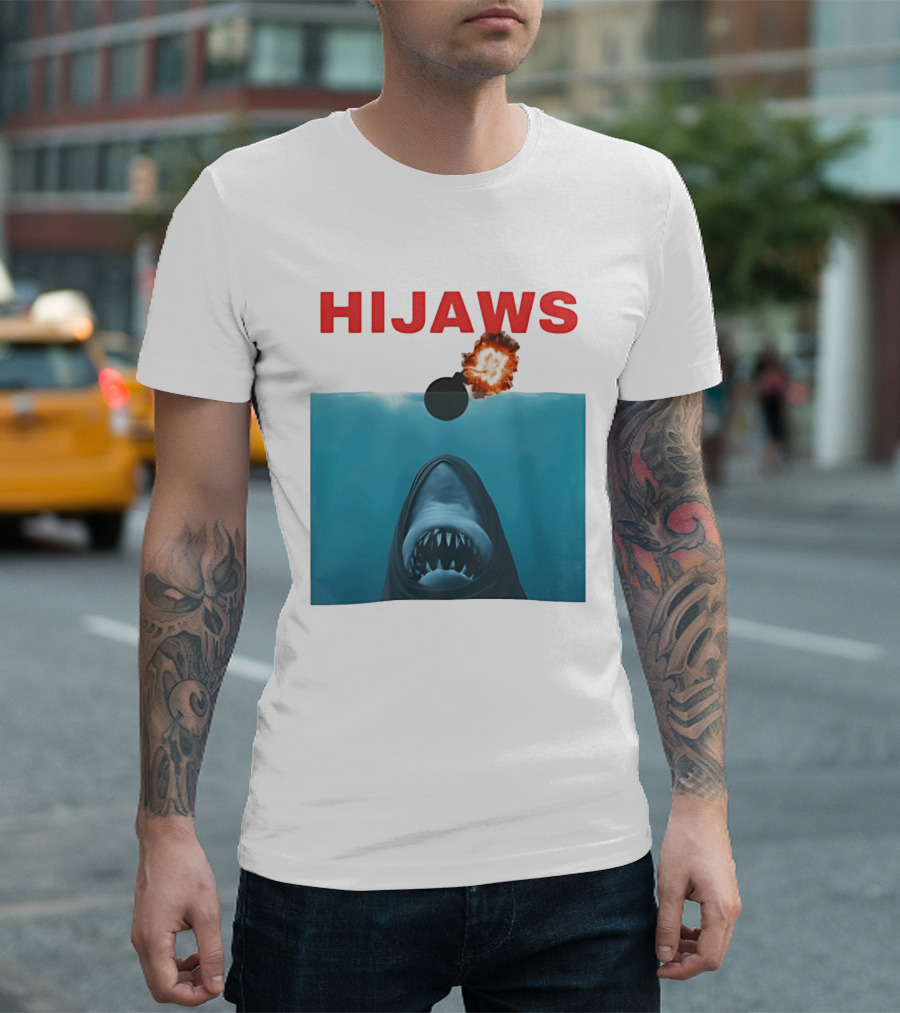 HIJAWS Jaws Bomb Explosion With Shark T-Shirt