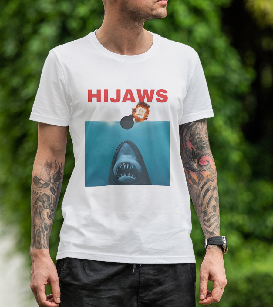 HIJAWS Jaws Bomb Explosion With Shark T-Shirt