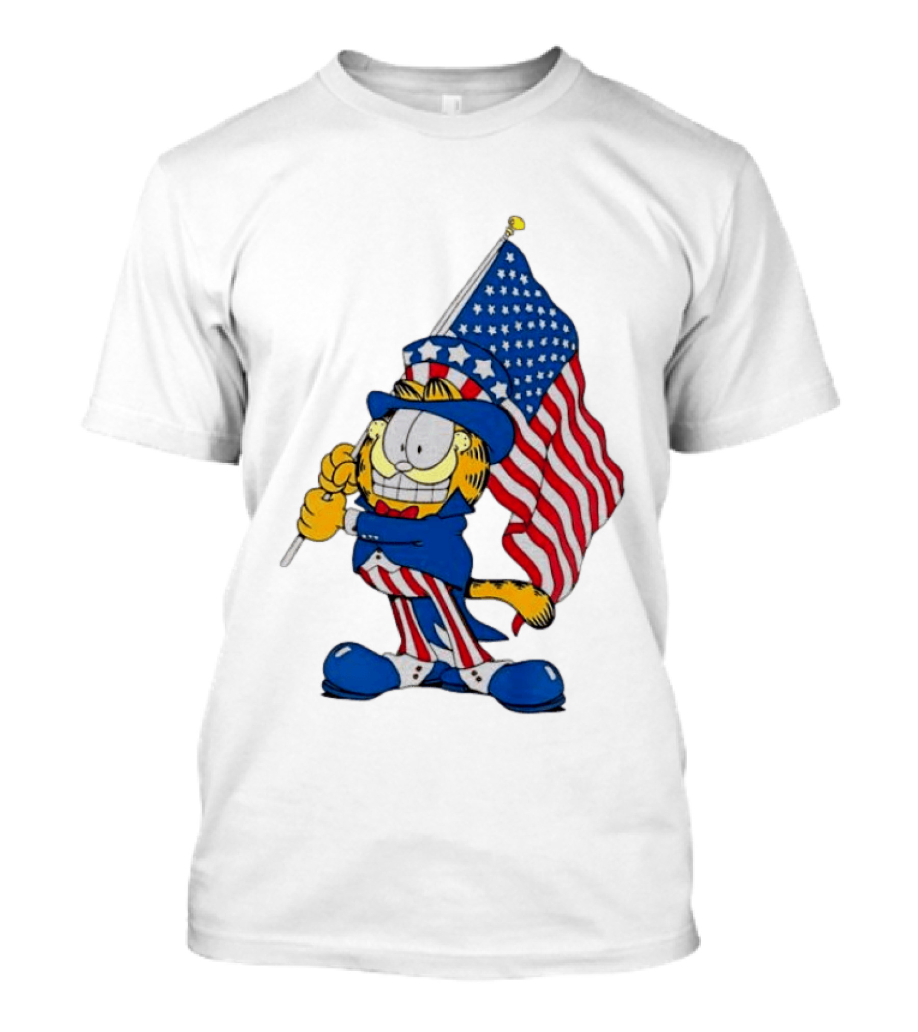 Orange Cat 250 Years Of Freedom Garfield Uncle Sam American Flag T-Shirt
