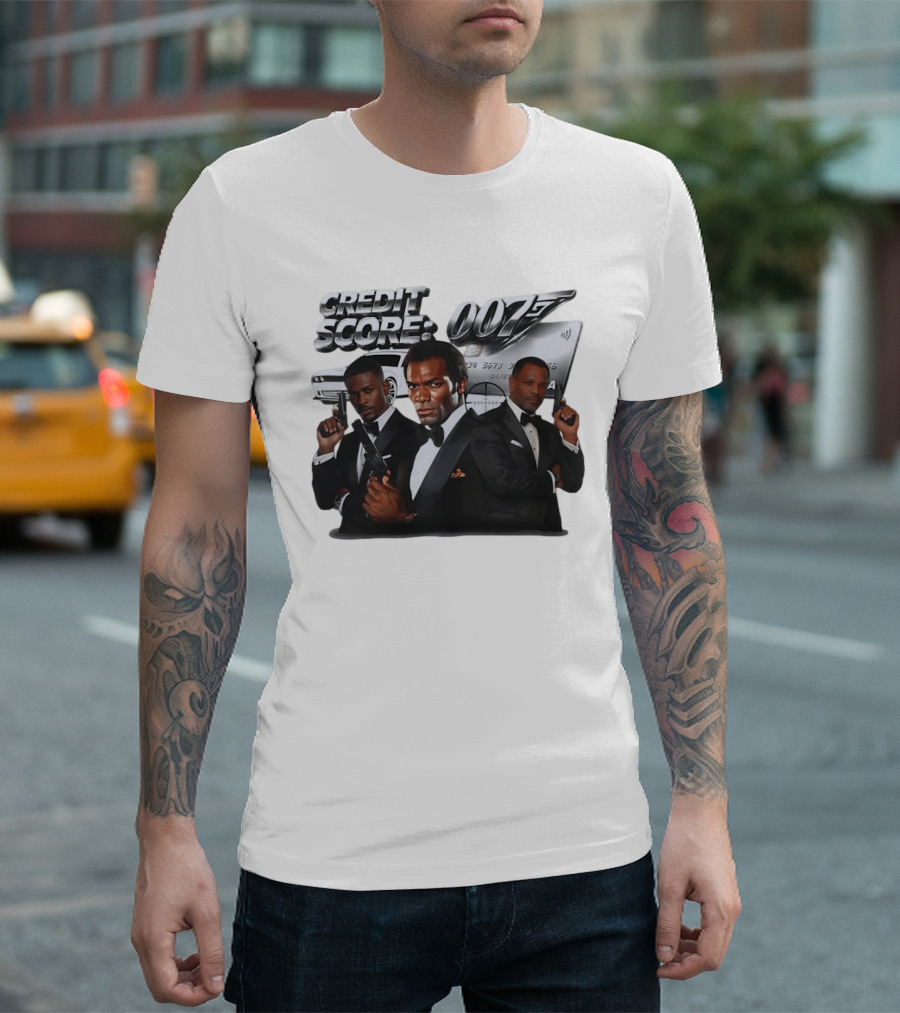 CREDIT SCORE 007 James Bond Style With Agents And Luxury Car T-Shirt
