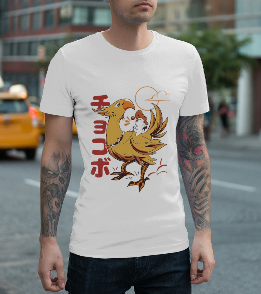 Kaweehaw Cowboy Moogle Riding Chocobo Retro Style Japanese T-Shirt