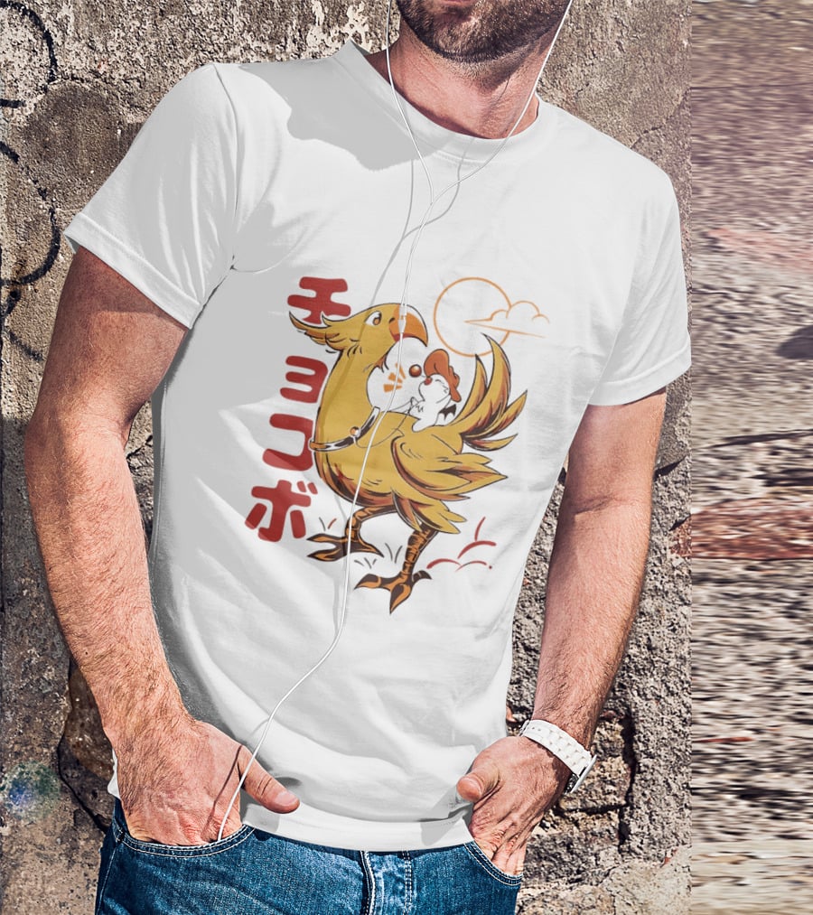 Kaweehaw Cowboy Moogle Riding Chocobo Retro Style Japanese T-Shirt