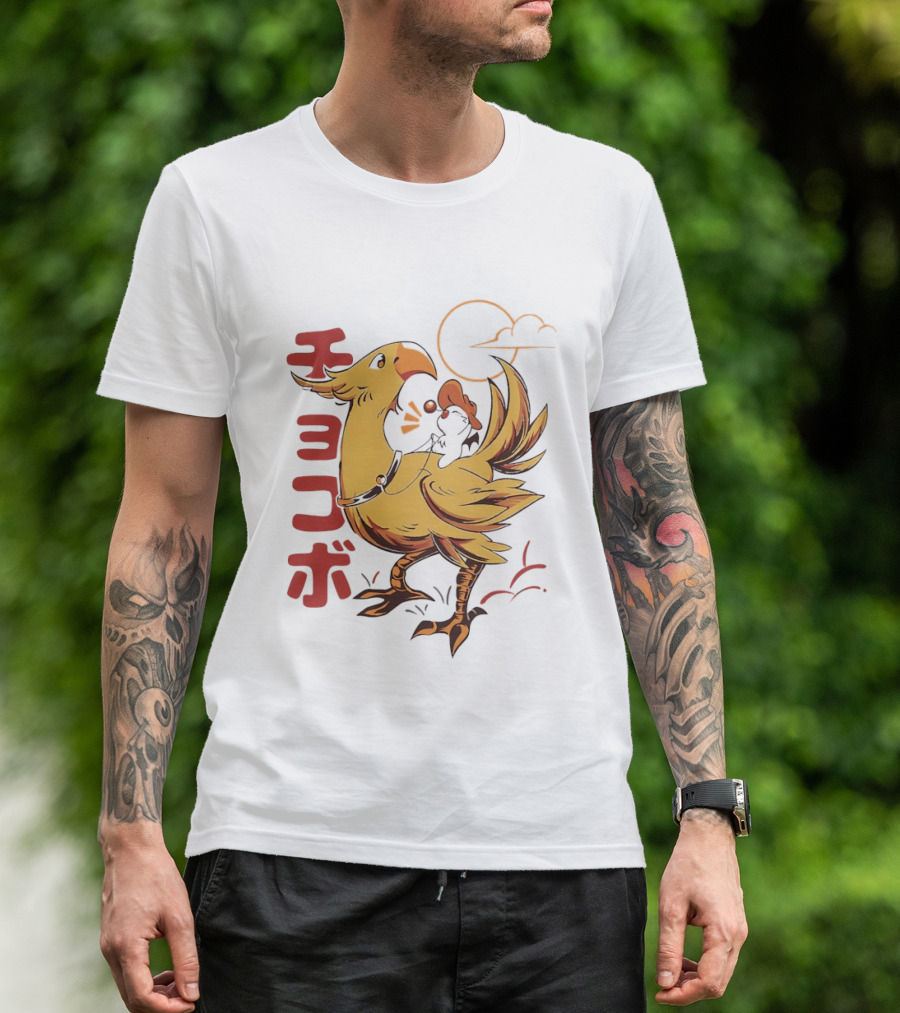 Kaweehaw Cowboy Moogle Riding Chocobo Retro Style Japanese T-Shirt