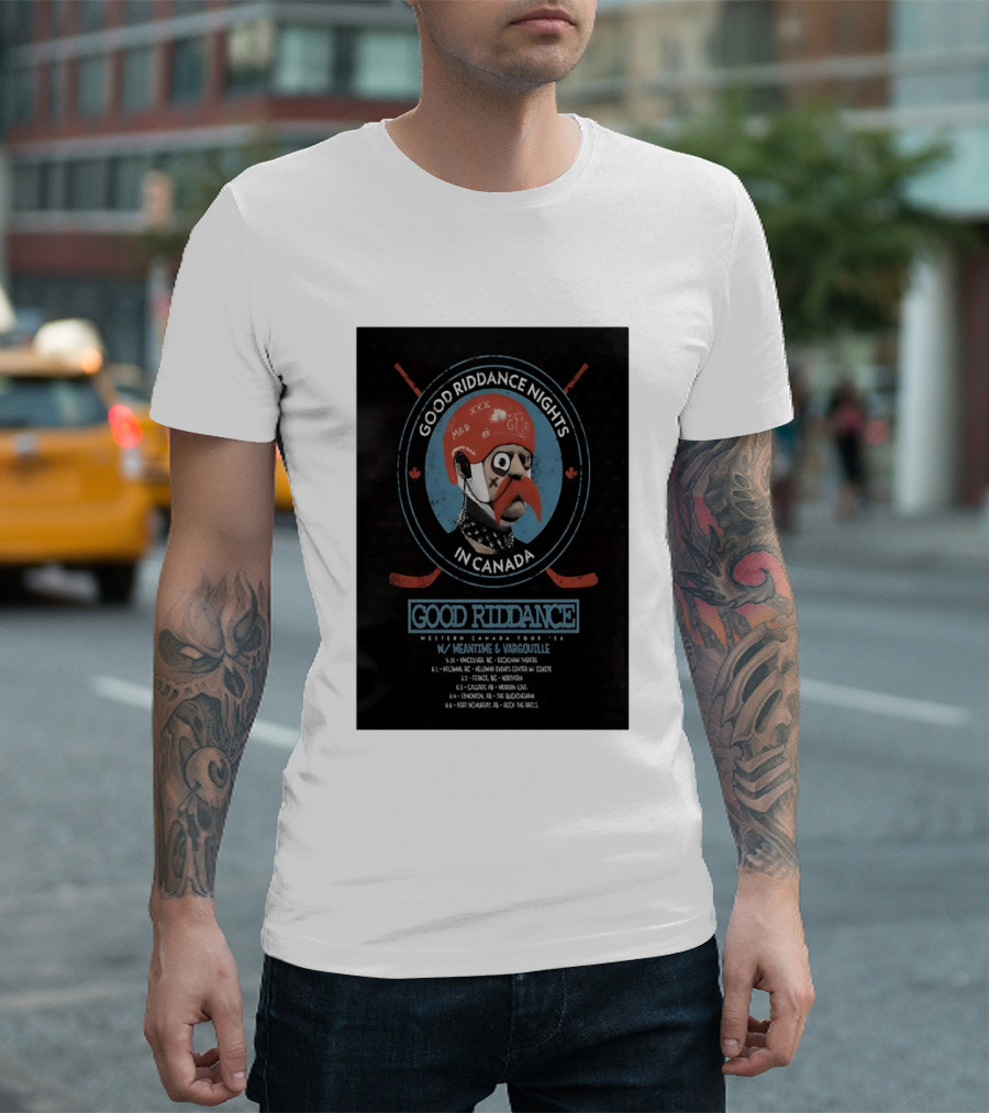 Good Riddance Nights In Canada Western Tour 2026 With Meantime And Vargouille T-Shirt