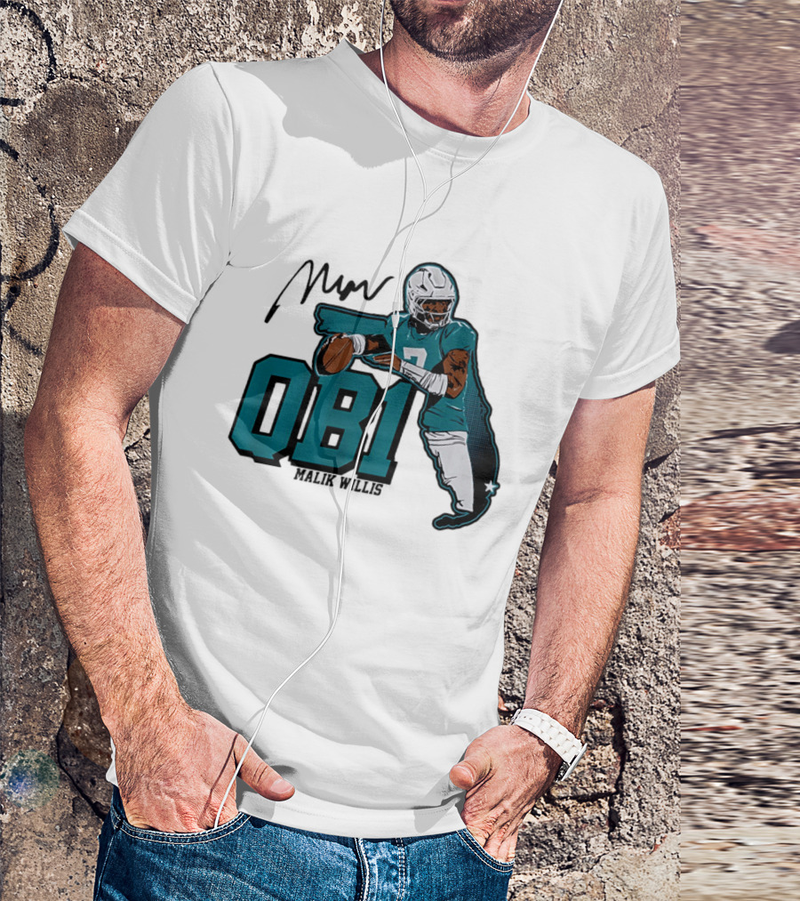 Malik Willis QB1 Miami Dolphins Quarterback 7 Football T-Shirt