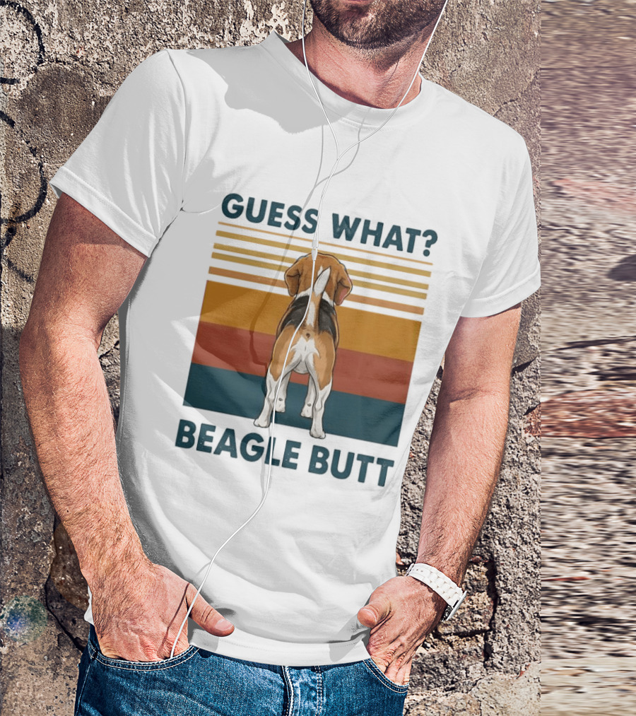 Guess What Beagle Butt Retro Stripes T-Shirt
