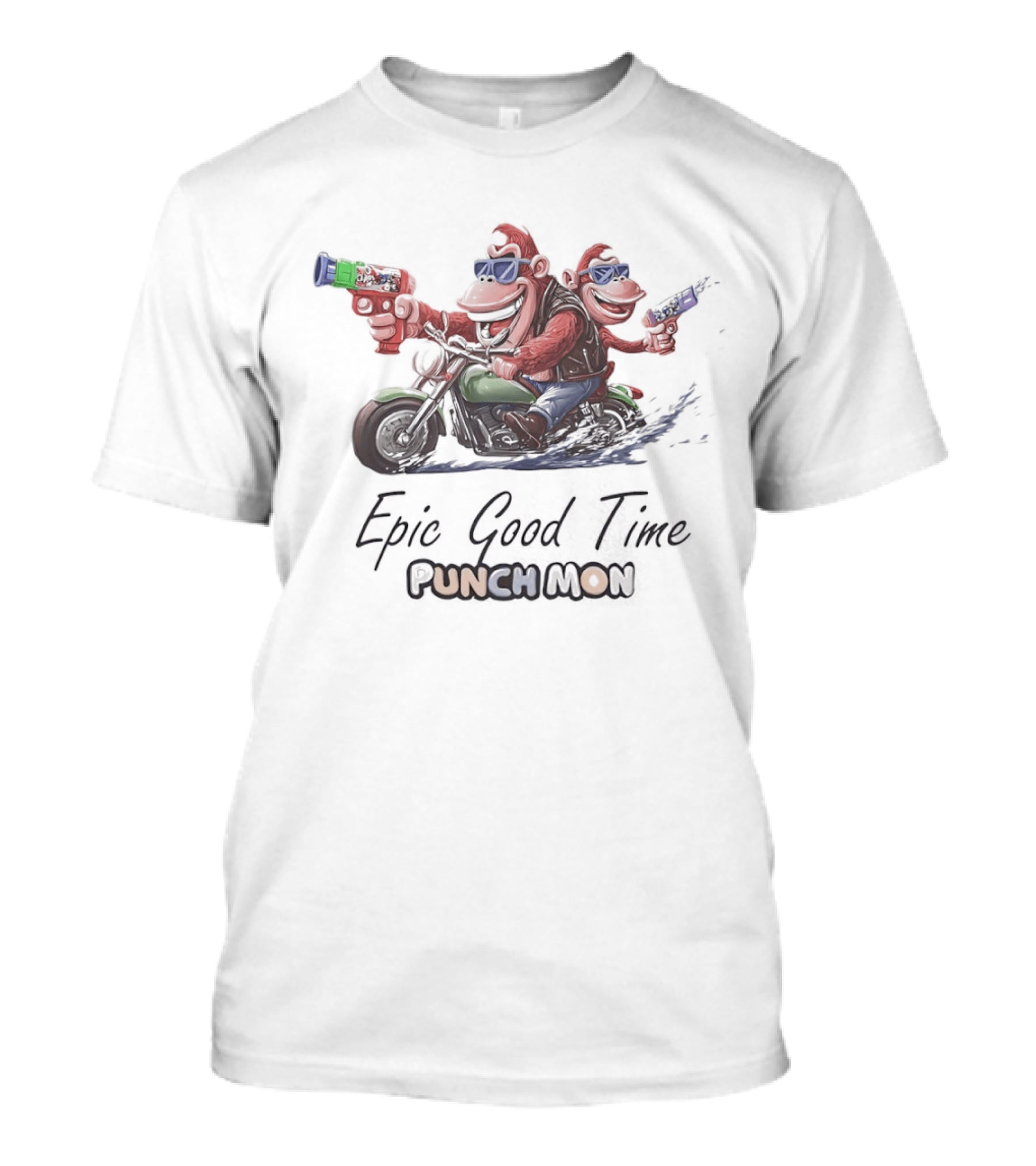 Epic Good Time Punch Mon Motorcycle Monkeys Fun Adventure T-Shirt