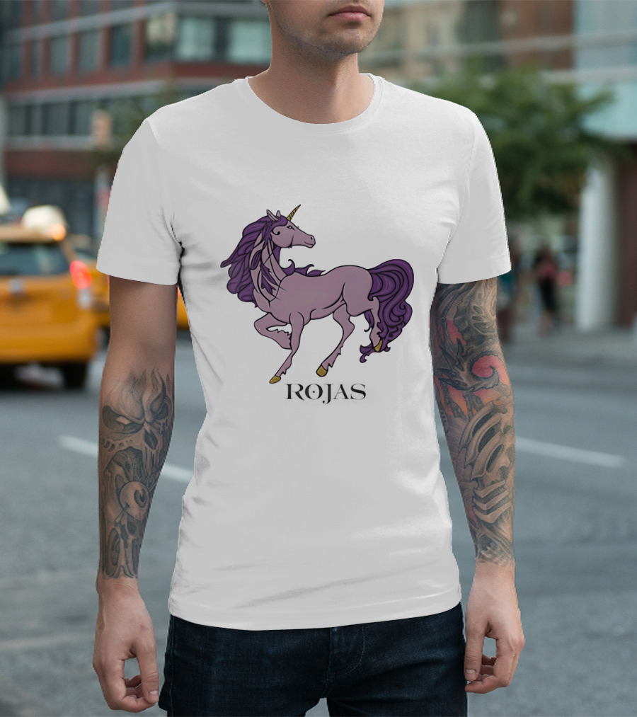 Rojas Pink Unicorn With Purple Mane T-Shirt