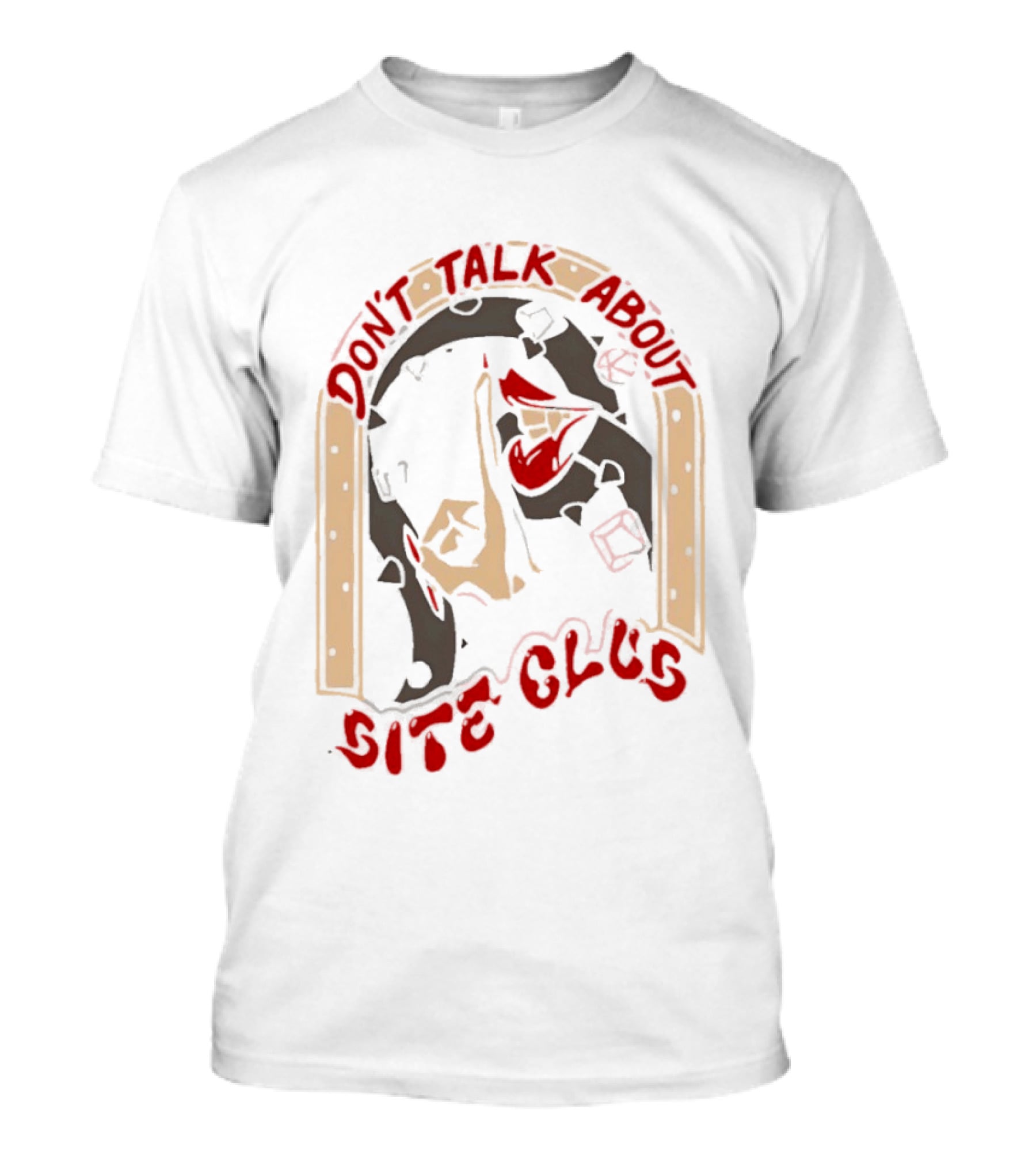 Don't Talk About Bite Club Sealed Lips Finger Gesture T-Shirt