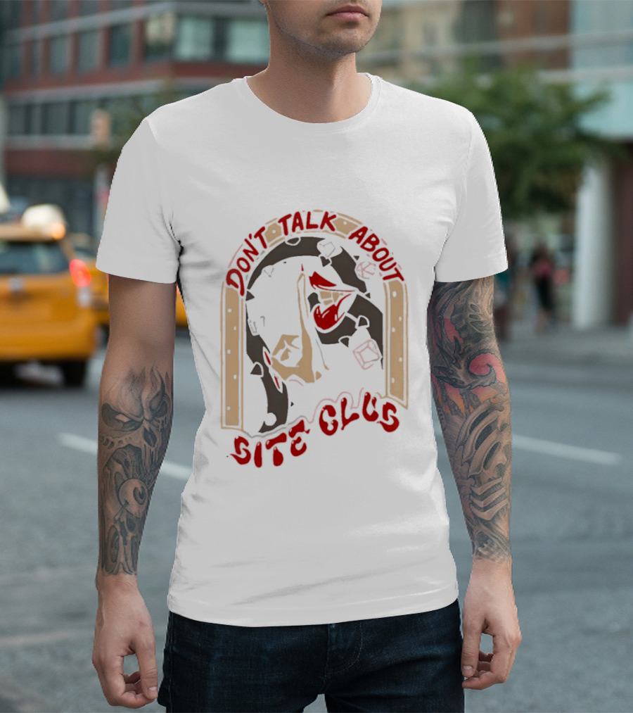 Don't Talk About Bite Club Sealed Lips Finger Gesture T-Shirt