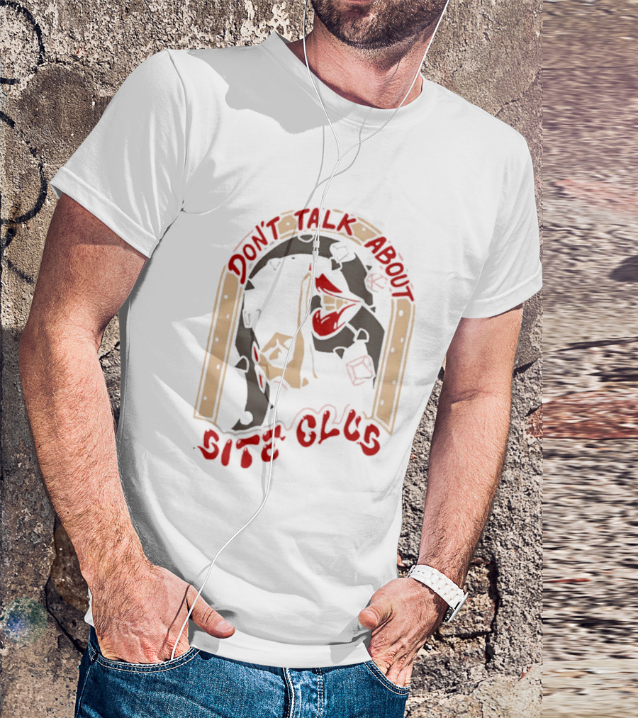 Don't Talk About Bite Club Sealed Lips Finger Gesture T-Shirt