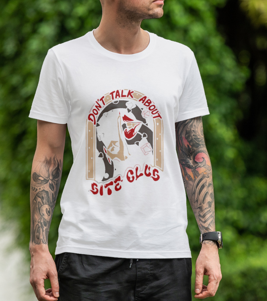 Don't Talk About Bite Club Sealed Lips Finger Gesture T-Shirt