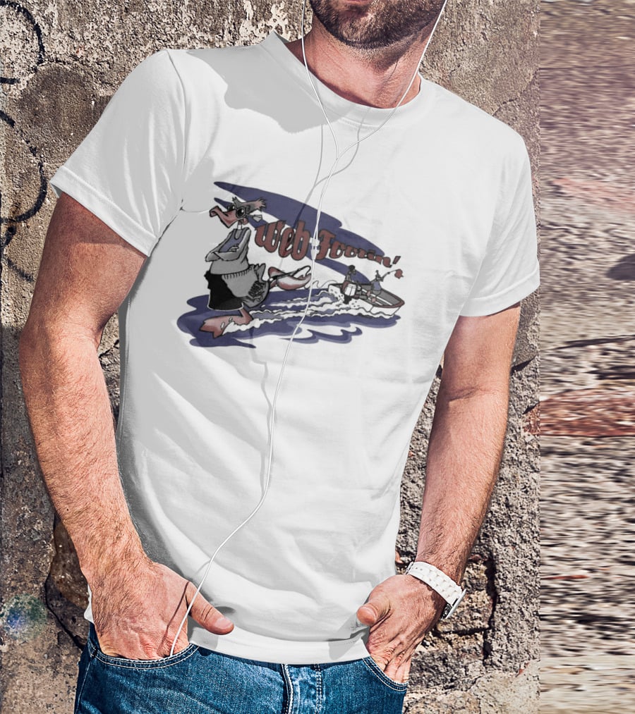 Web Footin' Cartoon Duck Boating Adventure T-Shirt