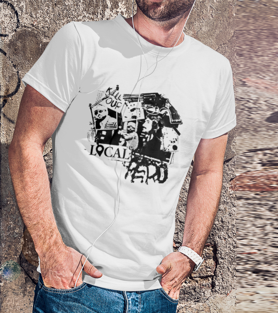 Kill Your Local Hero Revolver Collage Text Faces T-Shirt