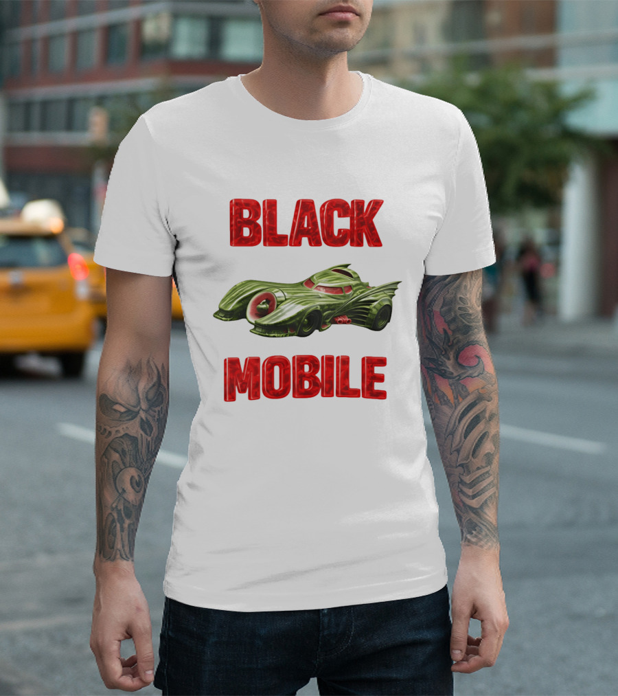 BLACK MOBILE Car Retro Inspired Vehicle T-Shirt