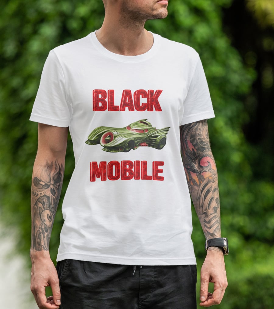 BLACK MOBILE Car Retro Inspired Vehicle T-Shirt