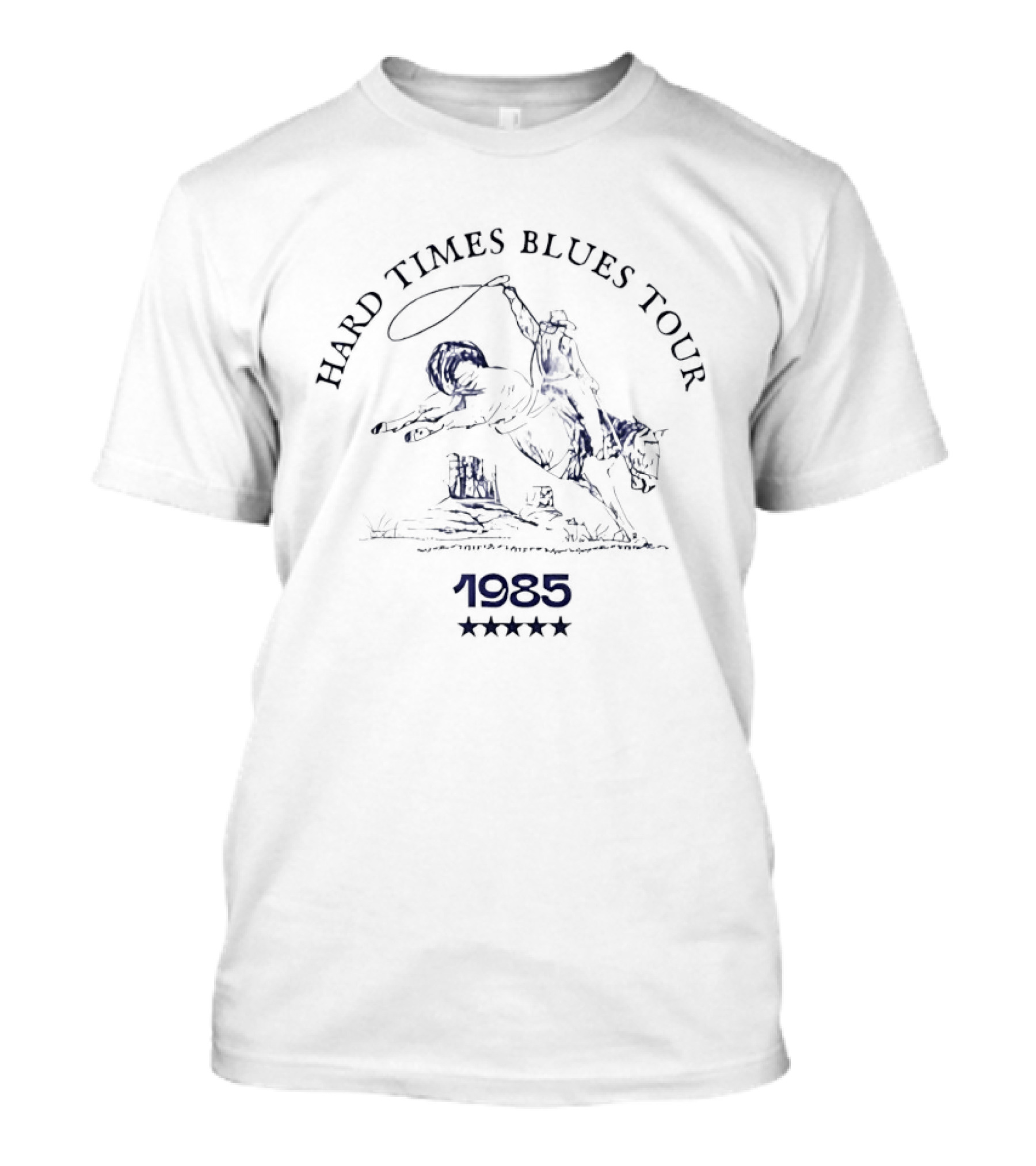 Hard Times Blues Tour 1985 Cowboy Roping Scene T-Shirt